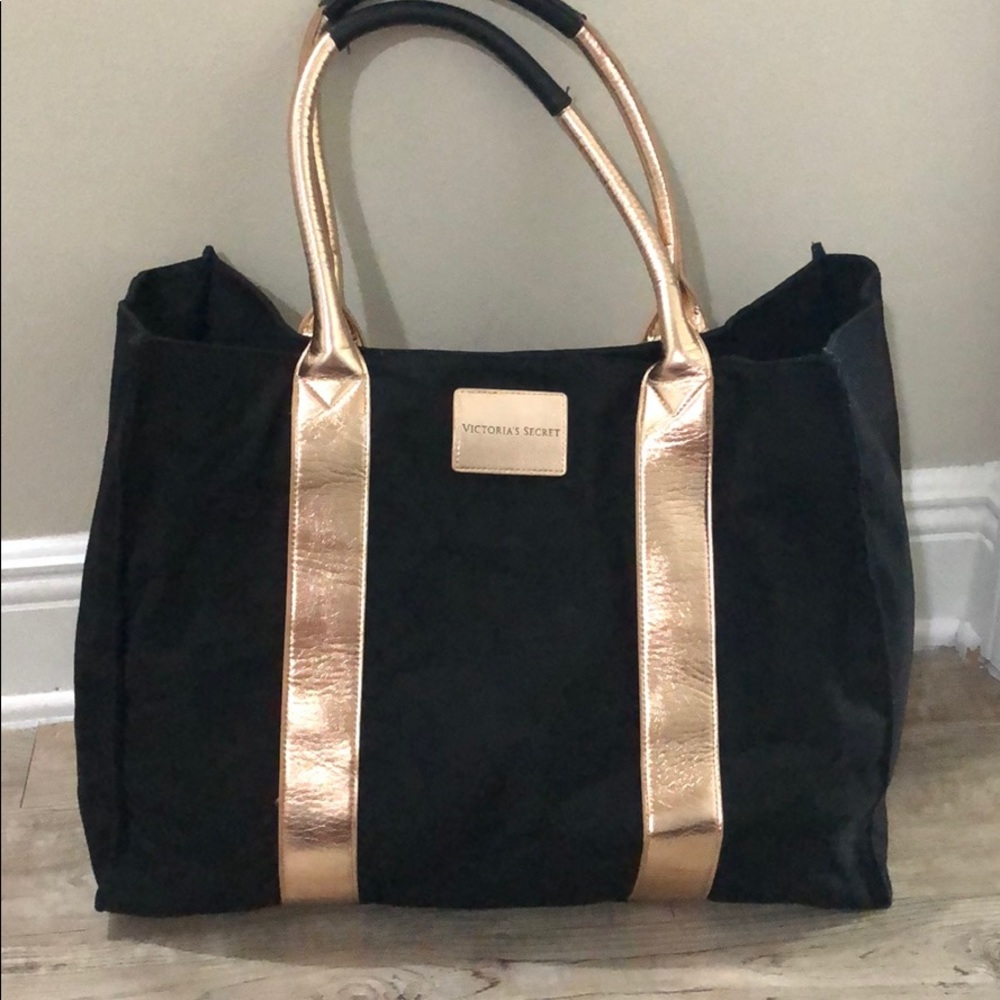 Victoria’s Secret black and rose gold tote